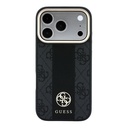 Apple iPhone 18 Pro Max Kılıf Guess Orjinal Lisanslı M-safe Şarj Özellikli Deri 4G Desenli Şeritli Yazı Logolu Kapak - 2
