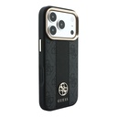 Apple iPhone 18 Pro Max Kılıf Guess Orjinal Lisanslı M-safe Şarj Özellikli Deri 4G Desenli Şeritli Yazı Logolu Kapak - 3
