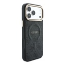 Apple iPhone 18 Pro Max Kılıf Guess Orjinal Lisanslı M-safe Şarj Özellikli Metal Kamera Çerçeveli C-Magnet 4G Desenli Yazı Logolu Kapak - 3