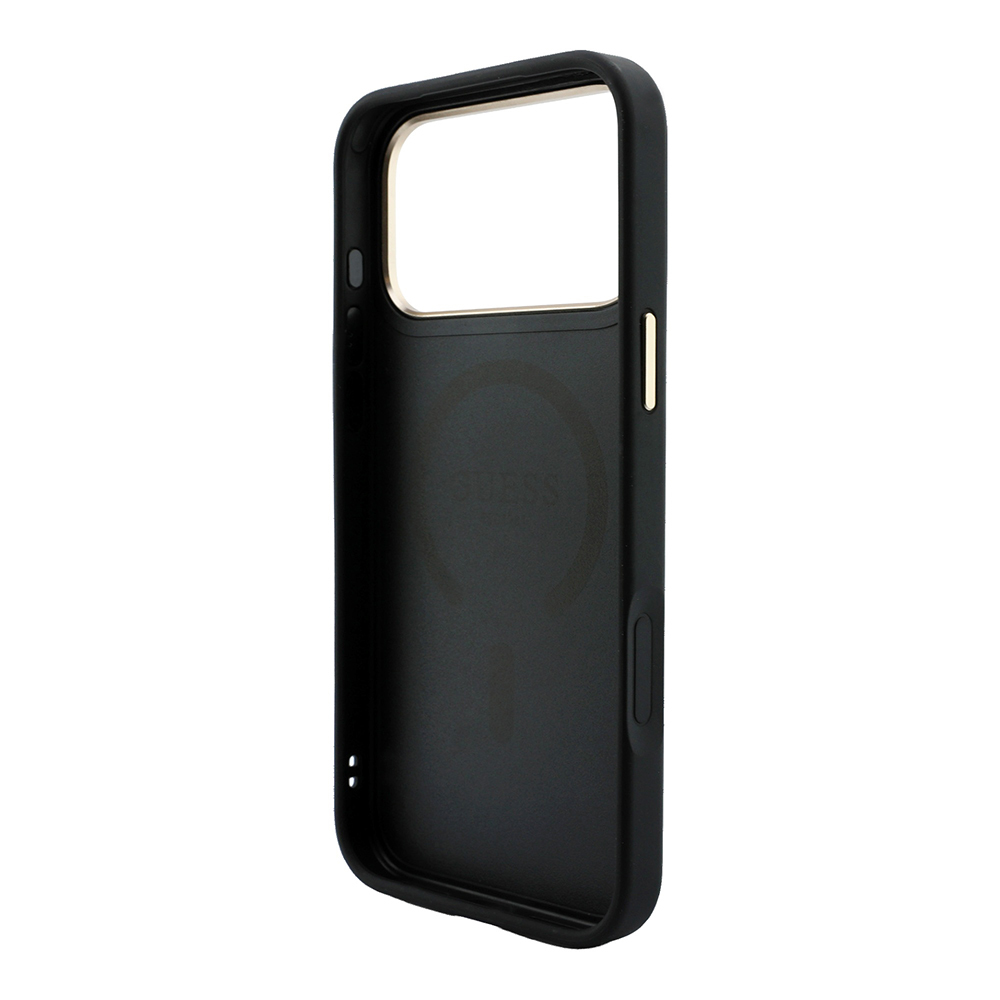 Apple iPhone 18 Pro Max Kılıf Guess Orjinal Lisanslı M-safe Şarj Özellikli Metal Kamera Çerçeveli C-Magnet 4G Desenli Yazı Logolu Kapak - 6