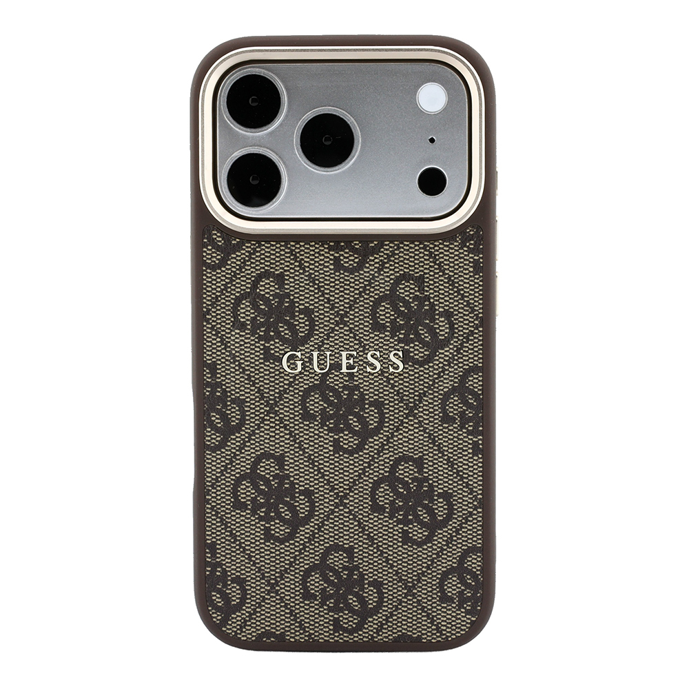 Apple iPhone 18 Pro Max Kılıf Guess Orjinal Lisanslı M-safe Şarj Özellikli Metal Kamera Çerçeveli C-Magnet 4G Desenli Yazı Logolu Kapak - 2