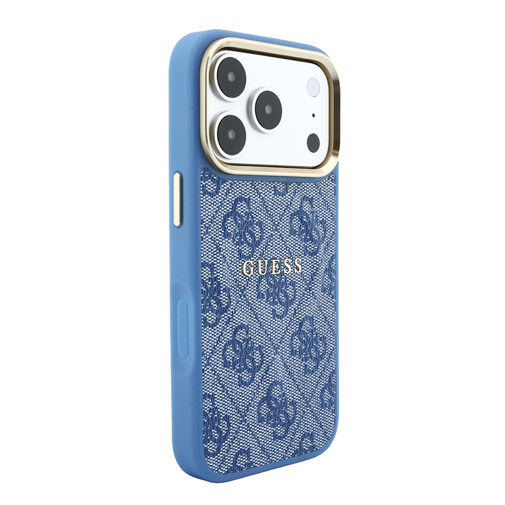 Apple iPhone 18 Pro Max Kılıf Guess Orjinal Lisanslı M-safe Şarj Özellikli Metal Kamera Çerçeveli C-Magnet 4G Desenli Yazı Logolu Kapak - 3