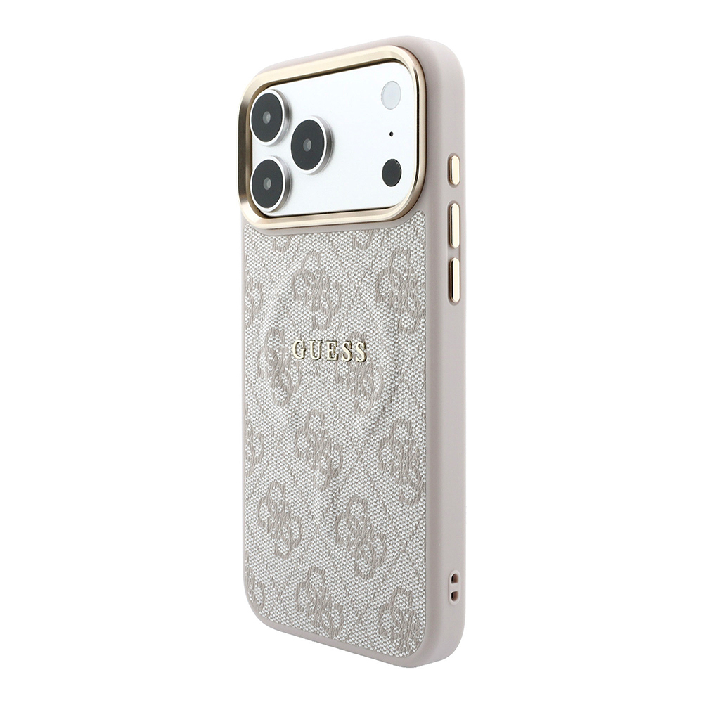 Apple iPhone 18 Pro Max Kılıf Guess Orjinal Lisanslı M-safe Şarj Özellikli Metal Kamera Çerçeveli C-Magnet 4G Desenli Yazı Logolu Kapak - 1