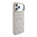 Apple iPhone 18 Pro Kılıf Guess Orjinal Lisanslı M-safe Şarj Özellikli Metal Kamera Çerçeveli C-Magnet 4G Desenli Yazı Logolu Kapak - 3