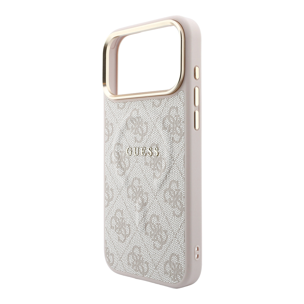 Apple iPhone 18 Pro Kılıf Guess Orjinal Lisanslı M-safe Şarj Özellikli Metal Kamera Çerçeveli C-Magnet 4G Desenli Yazı Logolu Kapak - 5