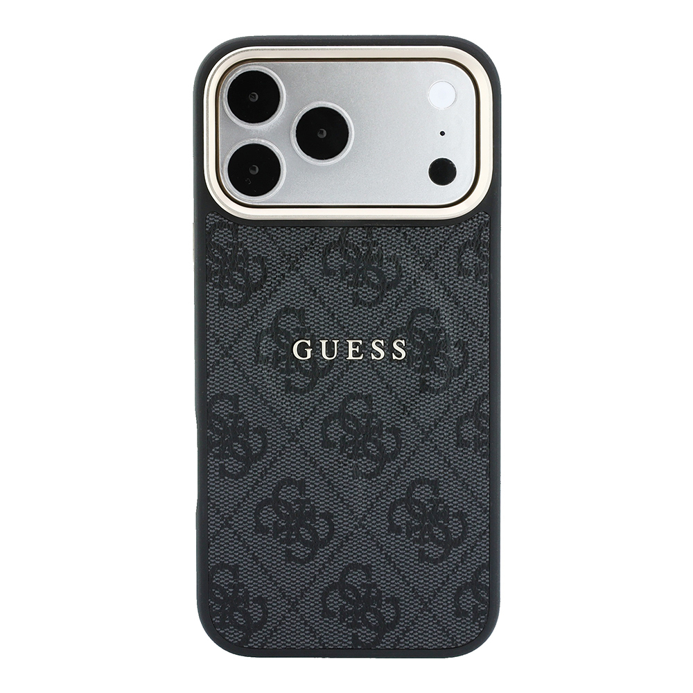 Apple iPhone 18 Pro Kılıf Guess Orjinal Lisanslı M-safe Şarj Özellikli Metal Kamera Çerçeveli C-Magnet 4G Desenli Yazı Logolu Kapak - 2