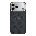 Apple iPhone 18 Pro Kılıf Guess Orjinal Lisanslı M-safe Şarj Özellikli Metal Kamera Çerçeveli C-Magnet 4G Desenli Yazı Logolu Kapak - 2