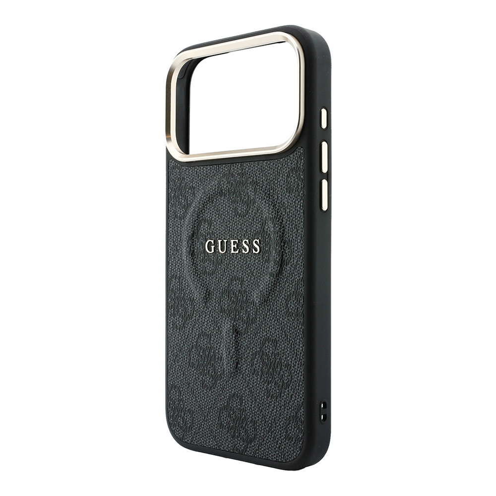 Apple iPhone 18 Pro Kılıf Guess Orjinal Lisanslı M-safe Şarj Özellikli Metal Kamera Çerçeveli C-Magnet 4G Desenli Yazı Logolu Kapak - 5