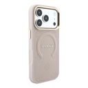 Apple iPhone 18 Pro Kılıf Guess Orjinal Lisanslı M-safe Şarj Özellikli Sıcak Baskılı Yazı Logolu C-Magnet PU Deri Peony Kapak - 3