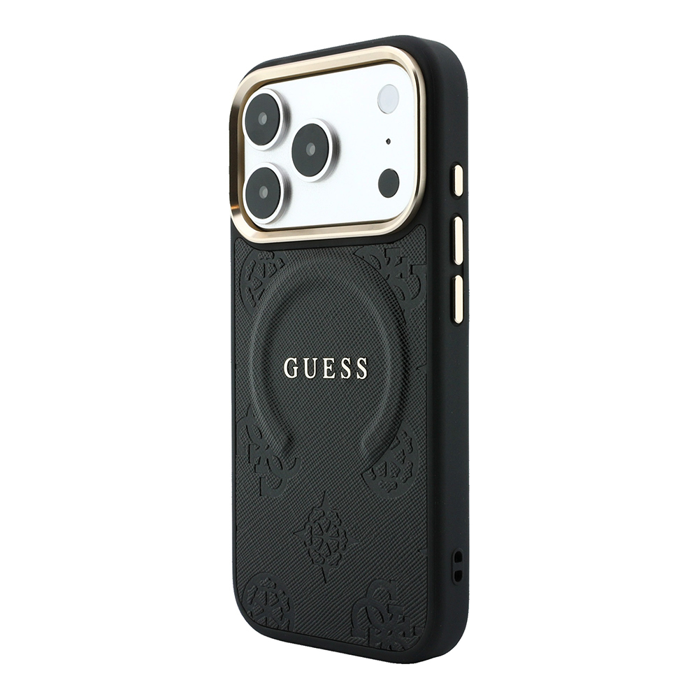 Apple iPhone 18 Pro Kılıf Guess Orjinal Lisanslı M-safe Şarj Özellikli Sıcak Baskılı Yazı Logolu C-Magnet PU Deri Peony Kapak - 1