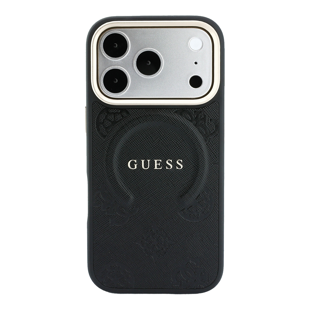 Apple iPhone 18 Pro Kılıf Guess Orjinal Lisanslı M-safe Şarj Özellikli Sıcak Baskılı Yazı Logolu C-Magnet PU Deri Peony Kapak - 2