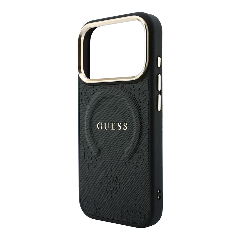 Apple iPhone 18 Pro Kılıf Guess Orjinal Lisanslı M-safe Şarj Özellikli Sıcak Baskılı Yazı Logolu C-Magnet PU Deri Peony Kapak - 5