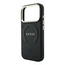 Apple iPhone 18 Pro Kılıf Guess Orjinal Lisanslı M-safe Şarj Özellikli Sıcak Baskılı Yazı Logolu C-Magnet PU Deri Peony Kapak - 5