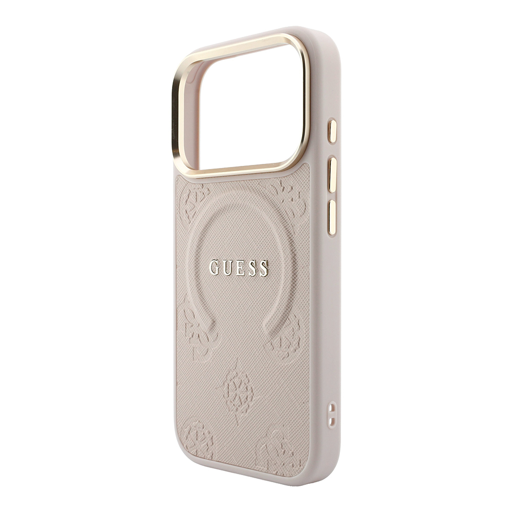 Apple iPhone 18 Pro Max Kılıf Guess Orjinal Lisanslı M-safe Şarj Özellikli Sıcak Baskılı Yazı Logolu C-Magnet PU Deri Peony Kapak - 5