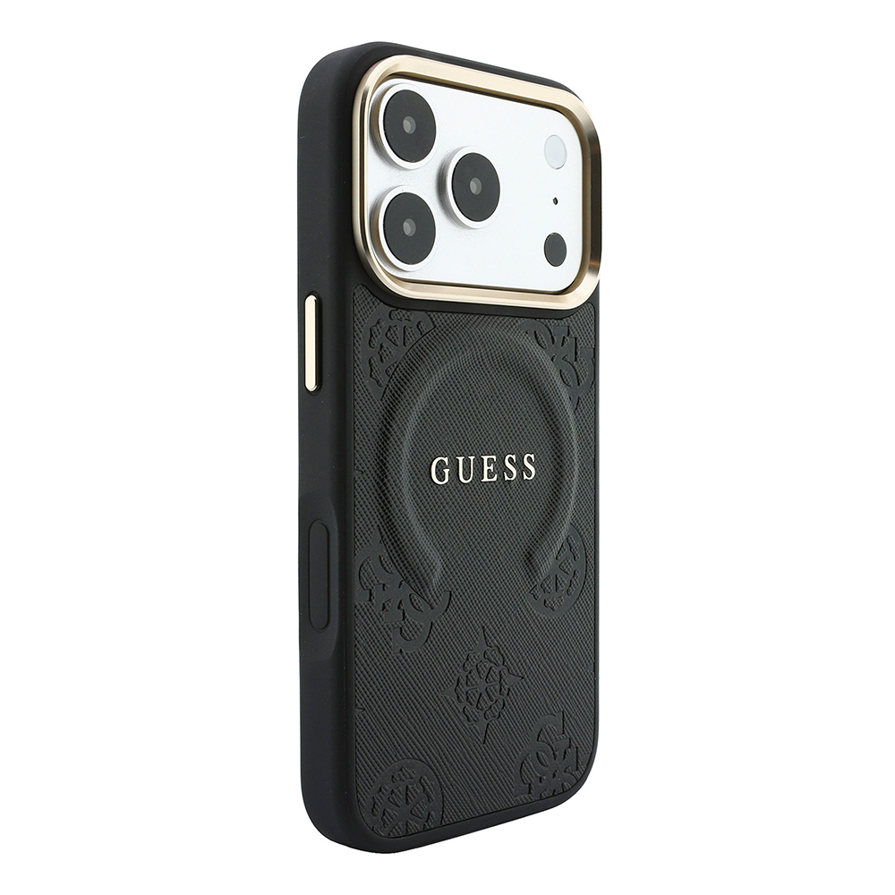 Apple iPhone 18 Pro Max Kılıf Guess Orjinal Lisanslı M-safe Şarj Özellikli Sıcak Baskılı Yazı Logolu C-Magnet PU Deri Peony Kapak - 3