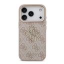 Apple iPhone 18 Pro Kılıf Guess Orjinal Lisanslı Gold Metal Kamera Çerçeveli 4G Desenli Metal Büyük 4G ve Yazı Logolu Kapak - 5