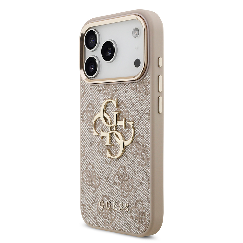 Apple iPhone 18 Pro Kılıf Guess Orjinal Lisanslı Gold Metal Kamera Çerçeveli 4G Desenli Metal Büyük 4G ve Yazı Logolu Kapak - 8