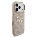 Apple iPhone 18 Pro Kılıf Guess Orjinal Lisanslı Gold Metal Kamera Çerçeveli 4G Desenli Metal Büyük 4G ve Yazı Logolu Kapak - 10