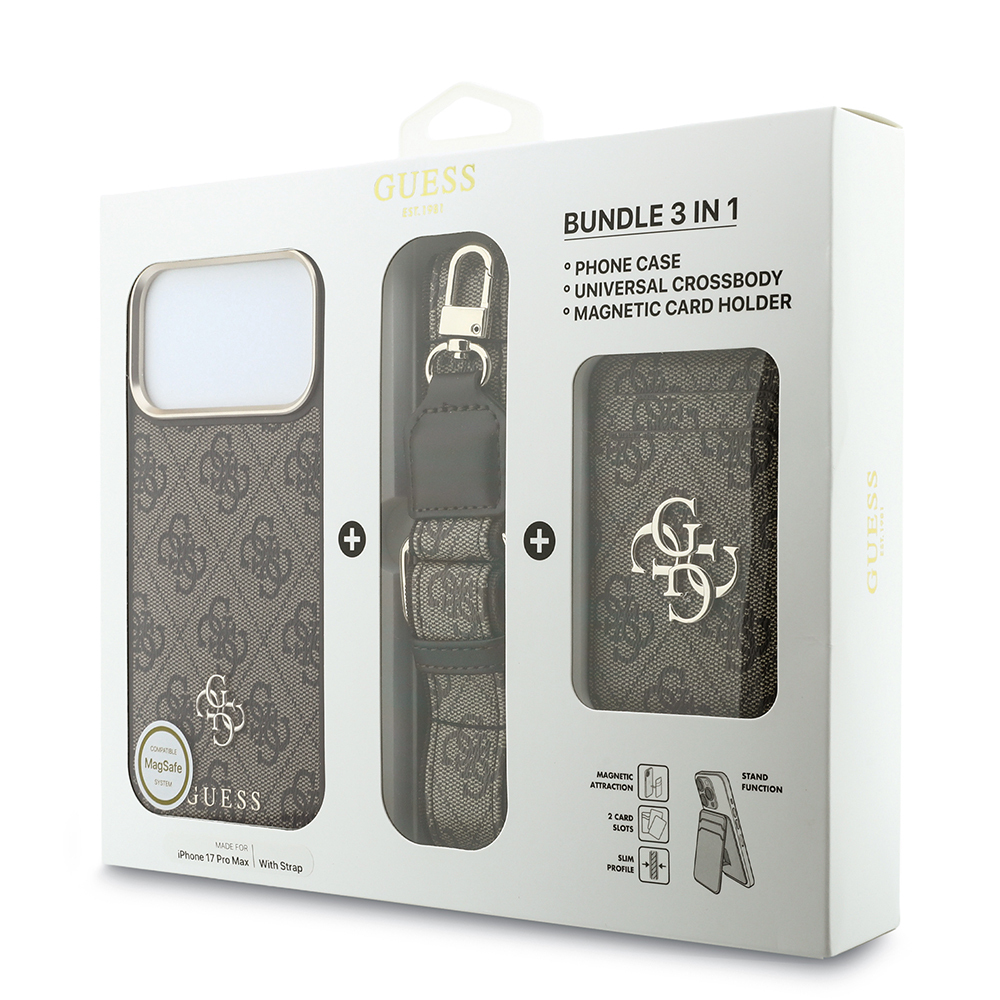 Apple iPhone 17 Pro Max Uyumlu Kılıf Guess Orjinal Lisanslı M-safe Şarj Özellikli Askılı ve 4G Metal Logolu Kartlıklı Kapak - 11