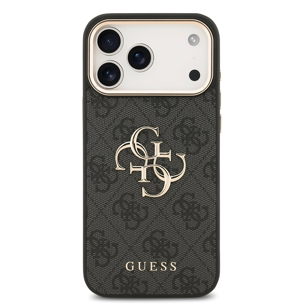 Apple iPhone 18 Pro Max Kılıf Guess Orjinal Lisanslı Gold Metal Kamera Çerçeveli 4G Desenli Metal Büyük 4G ve Yazı Logolu Kapak - 2