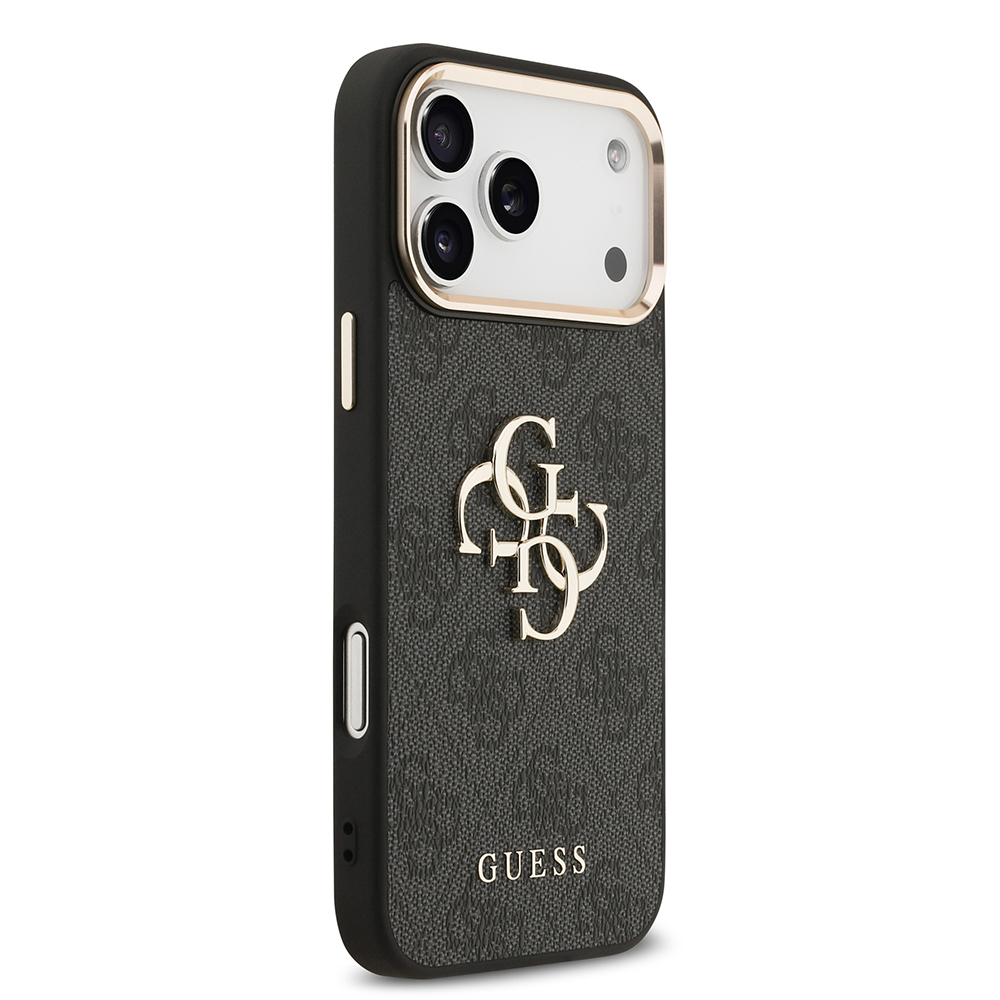Apple iPhone 18 Pro Max Kılıf Guess Orjinal Lisanslı Gold Metal Kamera Çerçeveli 4G Desenli Metal Büyük 4G ve Yazı Logolu Kapak - 3