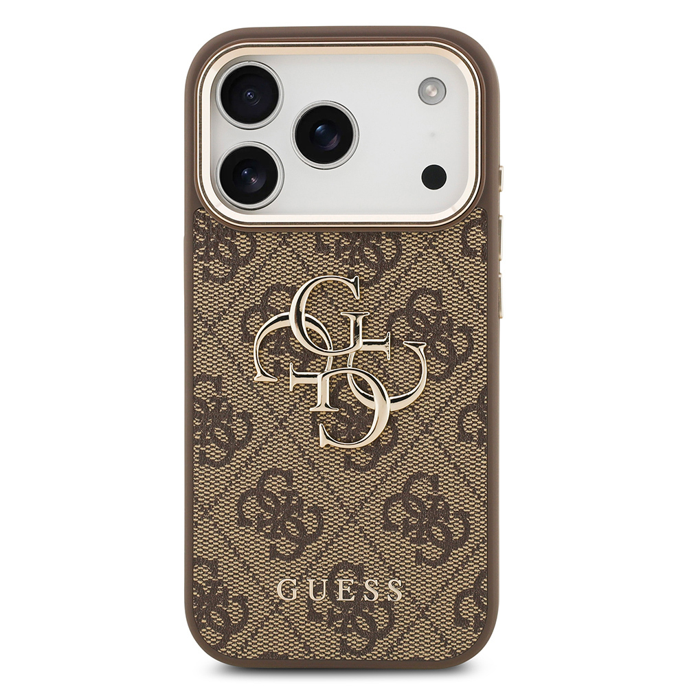 Apple iPhone 18 Pro Max Kılıf Guess Orjinal Lisanslı Gold Metal Kamera Çerçeveli 4G Desenli Metal Büyük 4G ve Yazı Logolu Kapak - 9
