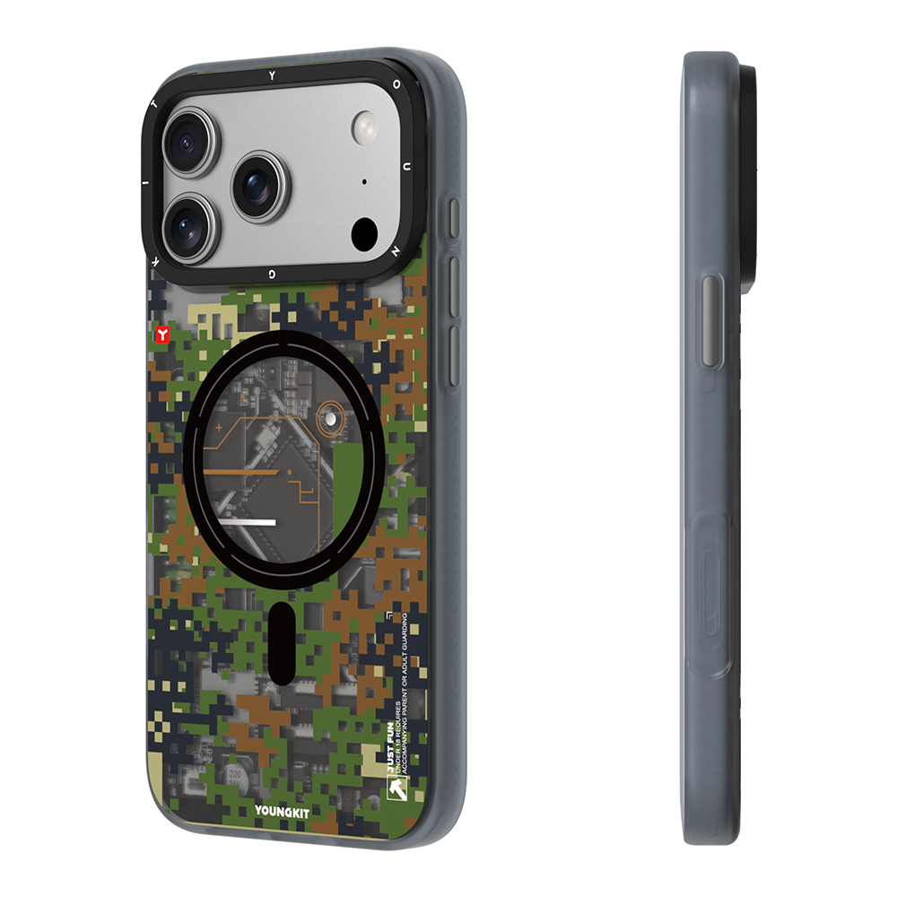 Apple iPhone 17 Pro Max Uyumlu Kılıf M-Safe Şarj Özellikli Youngkit Camouflage Sykell Serisi Kapak - 1