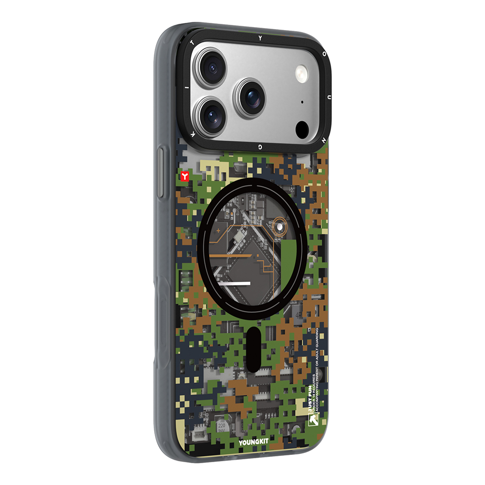Apple iPhone 17 Pro Max Uyumlu Kılıf M-Safe Şarj Özellikli Youngkit Camouflage Sykell Serisi Kapak - 2