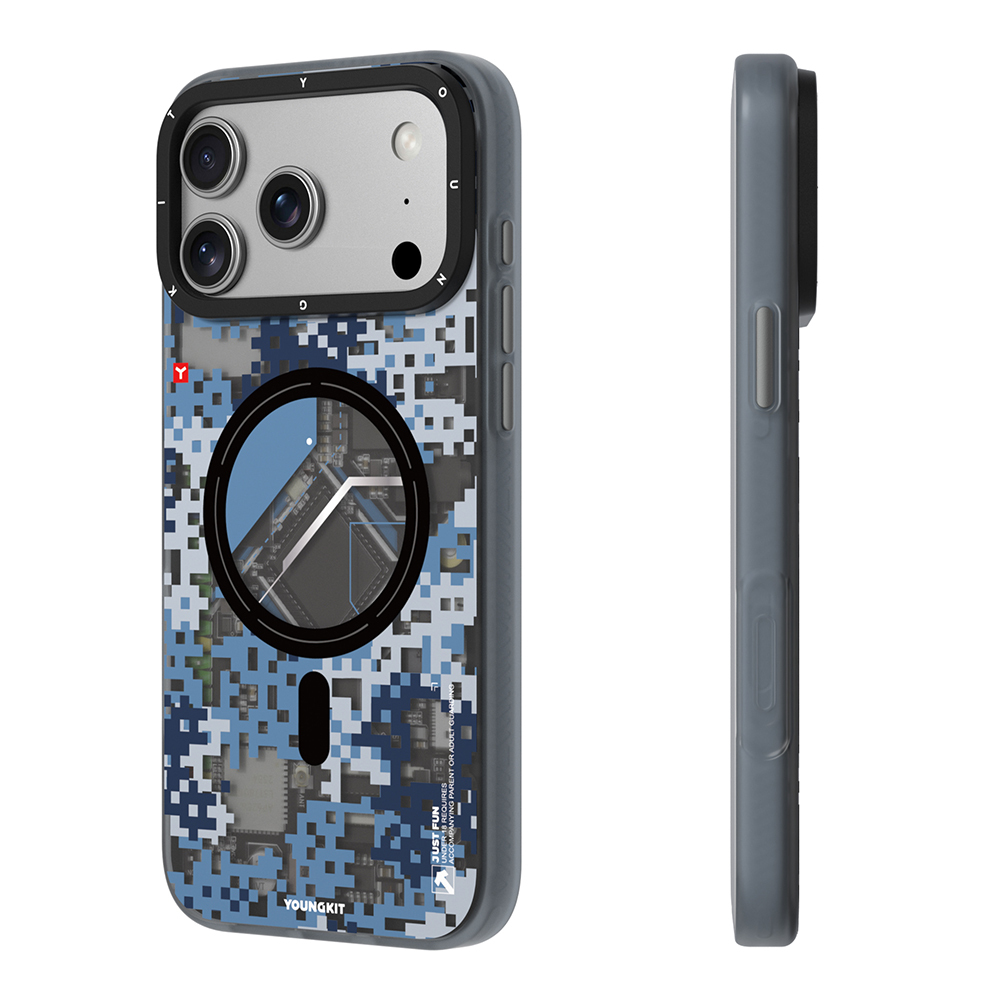 Apple iPhone 17 Pro Max Uyumlu Kılıf M-Safe Şarj Özellikli Youngkit Camouflage Sykell Serisi Kapak - 11