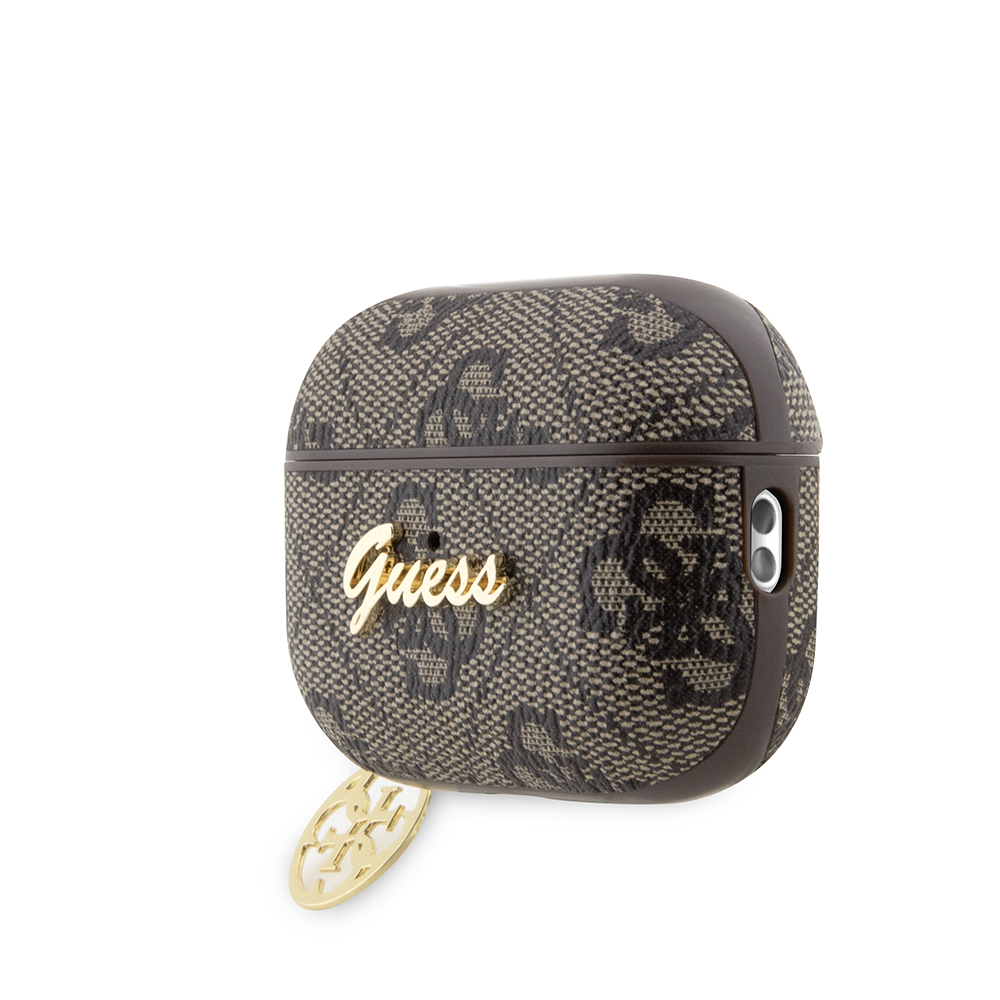 Apple Airpods Pro Uyumlu 3 Kılıf Guess Orjinal Lisanslı 4G Desenli Metal Script Logolu 4G Charm PU Deri Kapak - 2
