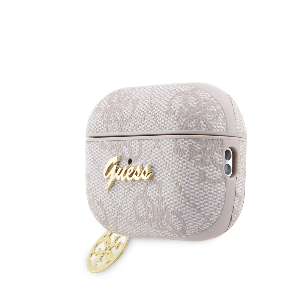 Apple Airpods Pro Uyumlu 3 Kılıf Guess Orjinal Lisanslı 4G Desenli Metal Script Logolu 4G Charm PU Deri Kapak - 2