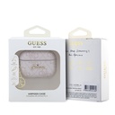 Apple Airpods Pro Uyumlu 3 Kılıf Guess Orjinal Lisanslı 4G Desenli Metal Script Logolu 4G Charm PU Deri Kapak - 3