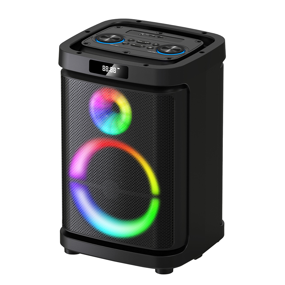 Zore GD-1019 Dijital LED Göstergeli Çift Mikrofonlu RGB TWS 10 inç Stereo Bass Kablosuz Karaoke Hoparlör - 1