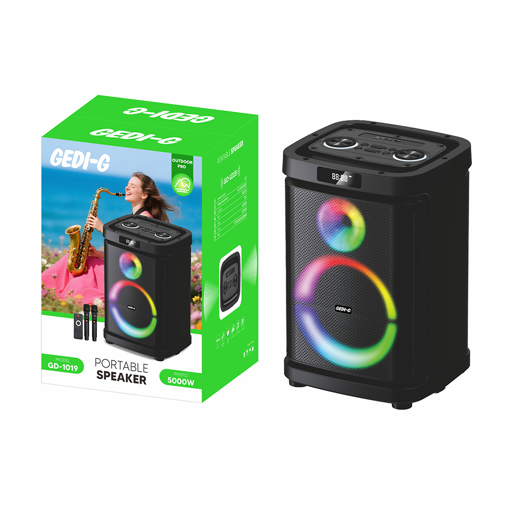 Zore GD-1019 Dijital LED Göstergeli Çift Mikrofonlu RGB TWS 10 inç Stereo Bass Kablosuz Karaoke Hoparlör - 2