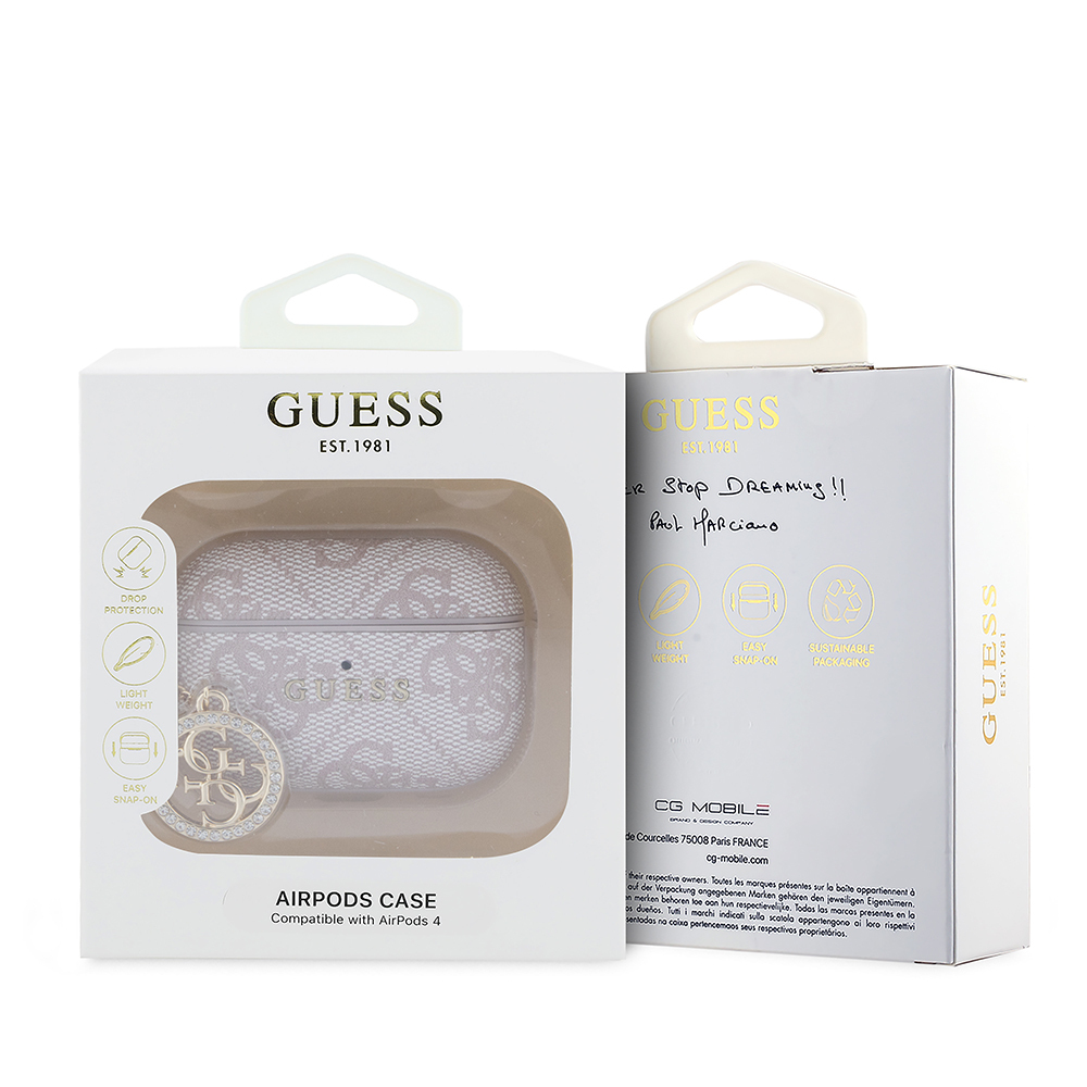 Apple Airpods Pro Uyumlu 3 Kılıf Guess Orjinal Lisanslı PU Deri 4G Desenli 4G Charm Kapak - 3