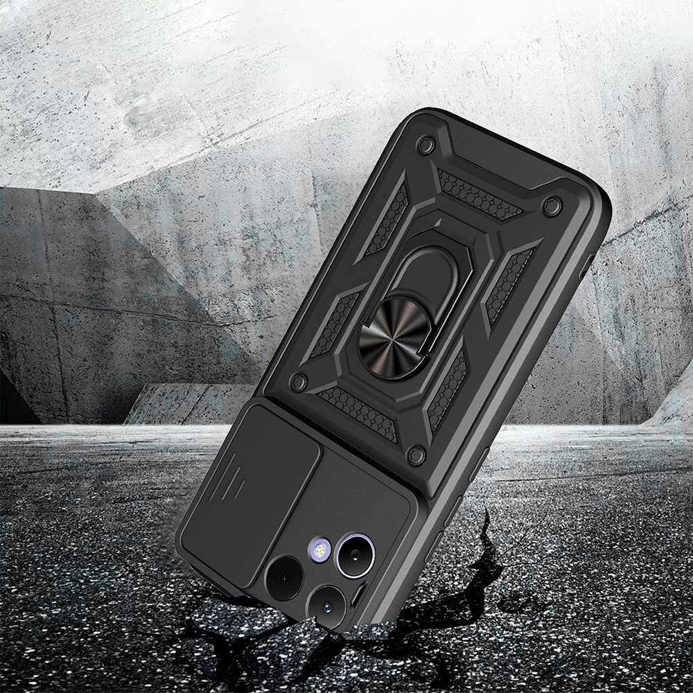 Tecno Pova Uyumlu Curve 2 Kılıf Magnetik Standlı Kamera Korumalı Zore Sürgülü Vega Kapak - 3