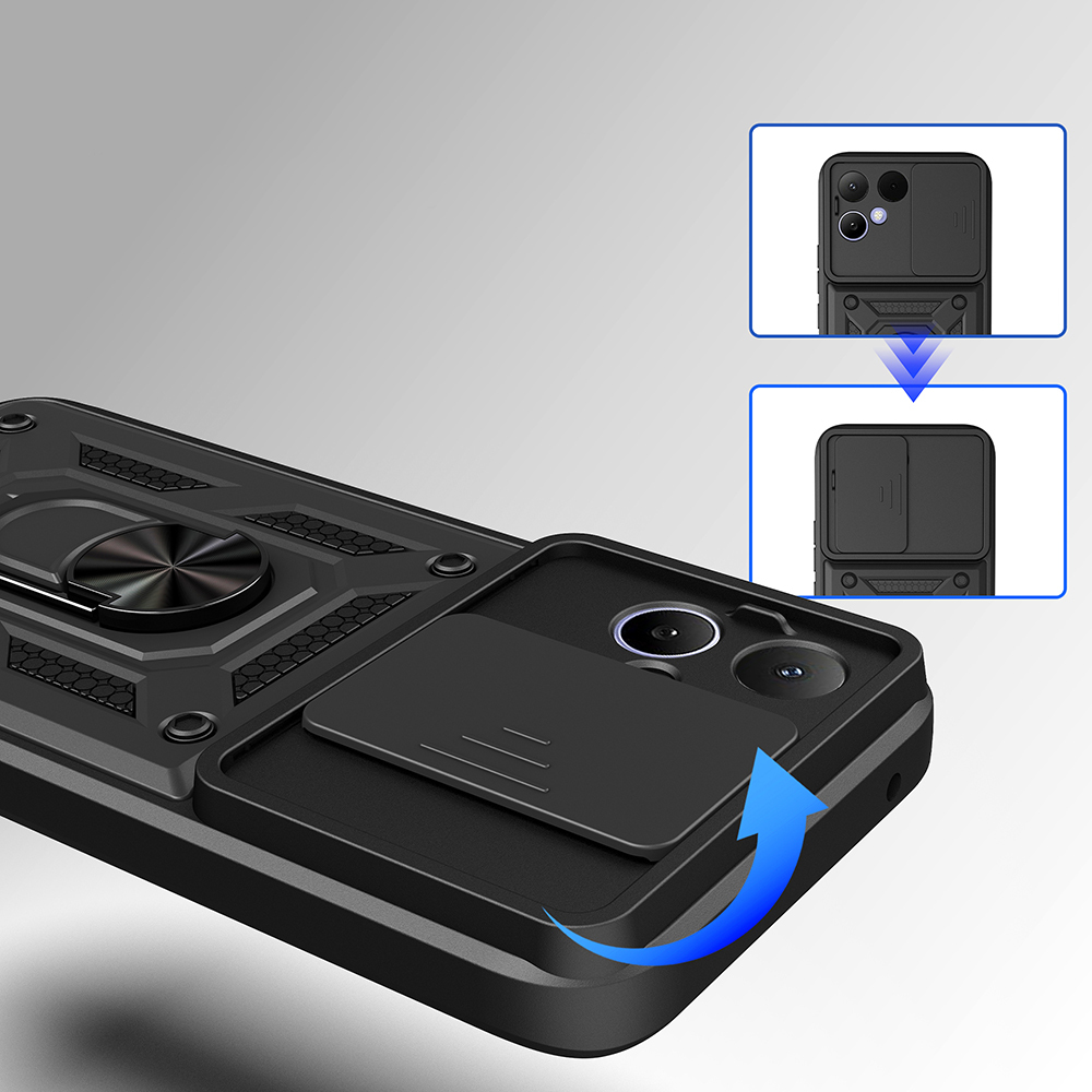 Tecno Pova Uyumlu Curve 2 Kılıf Magnetik Standlı Kamera Korumalı Zore Sürgülü Vega Kapak - 4