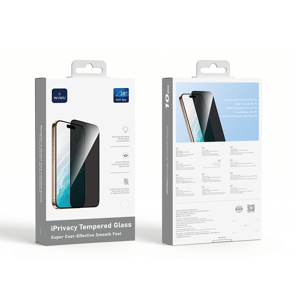 Apple iPhone 18 Pro Wiwu GT-015 Özellikli Çok Katmanlı Temperli iPrivacy Cam Ekran Koruyucu 10'lu Paket - 5