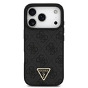 Apple iPhone 18 Pro Kılıf Guess Orjinal Lisanslı M-safe Şarj Özllikli PU Deri Taşlı Üçgen Logo 4G Desenli Strass Kapak - 2