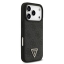 Apple iPhone 18 Pro Kılıf Guess Orjinal Lisanslı M-safe Şarj Özllikli PU Deri Taşlı Üçgen Logo 4G Desenli Strass Kapak - 3