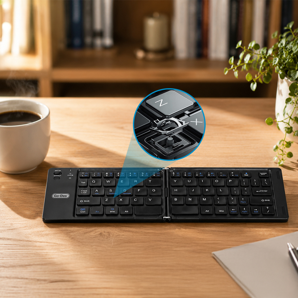 Go Des GD-KB326 Sessiz Tuş Tasarımlı Katlanabilir Bluetooth Bağlantılı Kablosuz Klavye - 2