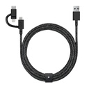 Native Union Belt Serisi 3in1 USB-A to Type-C - Lightning - Micro Şarj Kablosu 2M - 1