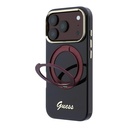 Apple iPhone 18 Pro Kılıf Guess Orjinal Lisanslı M-safe Şarj Özellikli 360 Derece Dönebilen Standlı Metal Yazı Logolu Silikon Kapak - 1