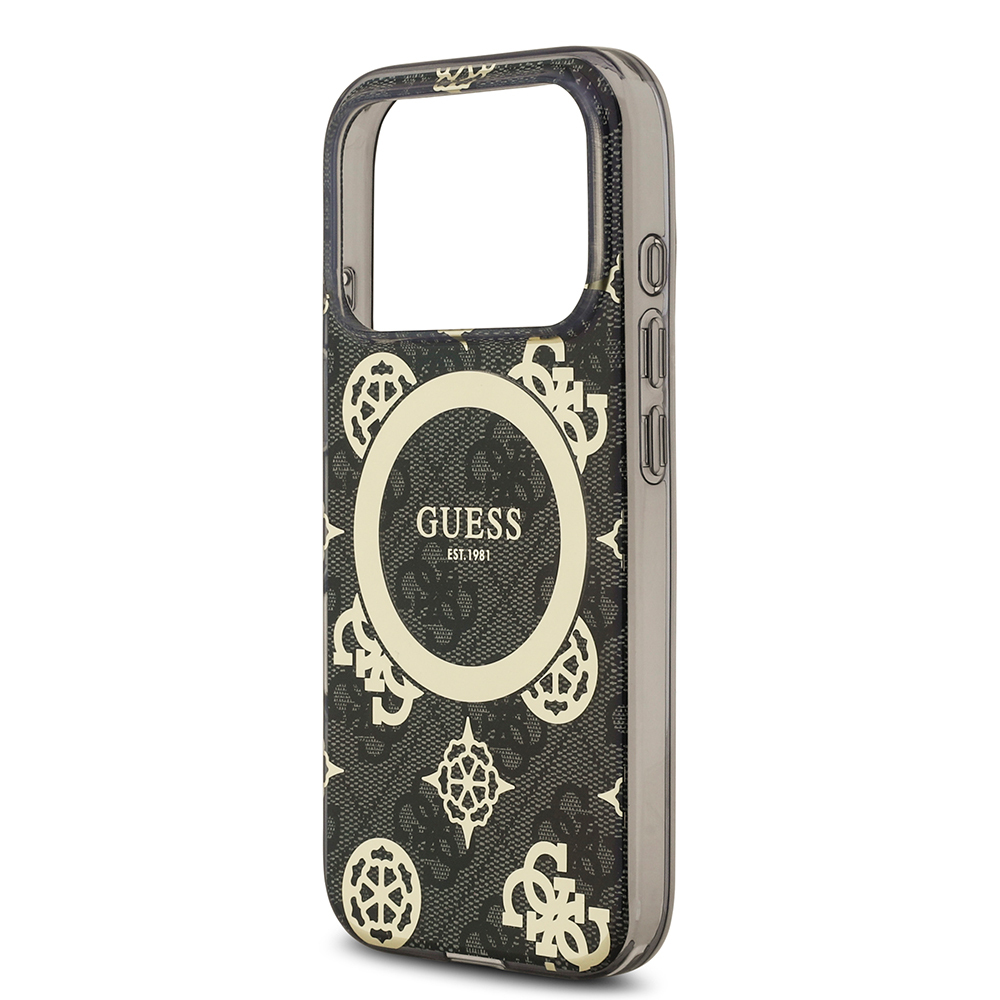 Apple iPhone 18 Pro Kılıf Guess Orjinal Lisanslı M-safe Şarj Özellikli IML Peony ve 4G Desenli Klasik Logolu Kapak - 5