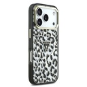 Apple iPhone 18 Pro Kılıf Guess Orjinal Lisanslı M-safe Şarj Özellikli Üçgen Logolu Simli Leopar Desenli Kapak - 3