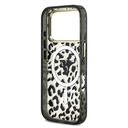 Apple iPhone 18 Pro Kılıf Guess Orjinal Lisanslı M-safe Şarj Özellikli Üçgen Logolu Simli Leopar Desenli Kapak - 6