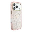 Apple iPhone 18 Pro Kılıf Guess Orjinal Lisanslı M-safe Şarj Özellikli Üçgen Logolu Simli Leopar Desenli Kapak - 3