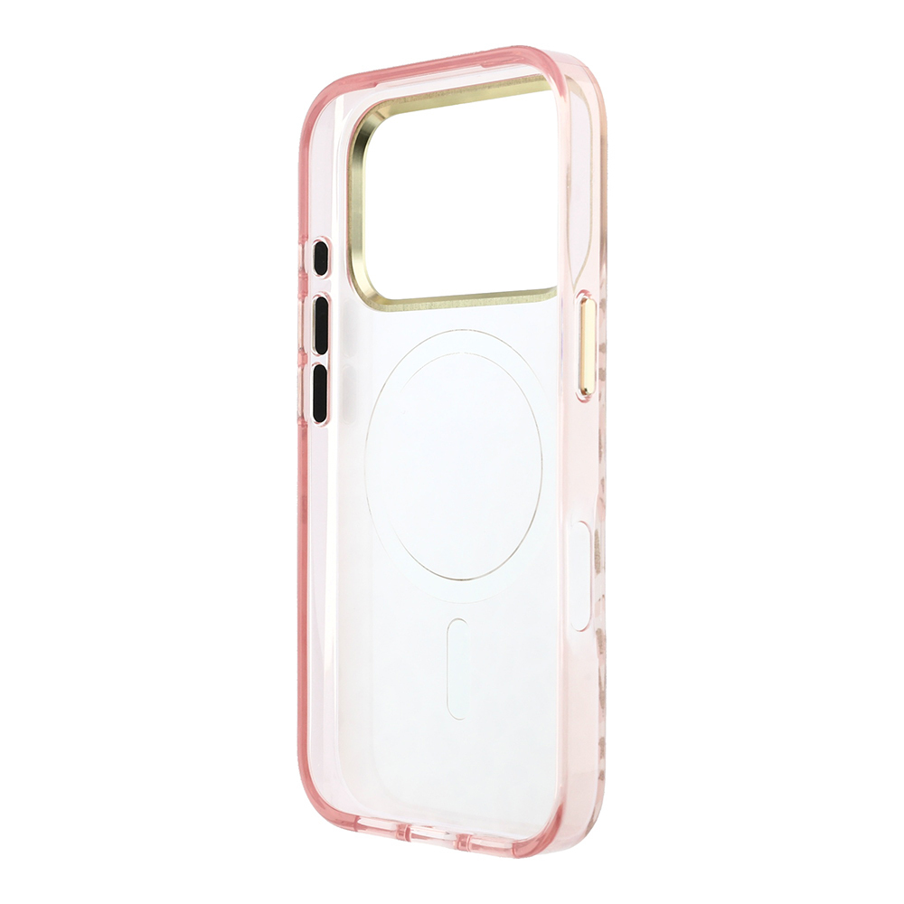 Apple iPhone 18 Pro Kılıf Guess Orjinal Lisanslı M-safe Şarj Özellikli Üçgen Logolu Simli Leopar Desenli Kapak - 6
