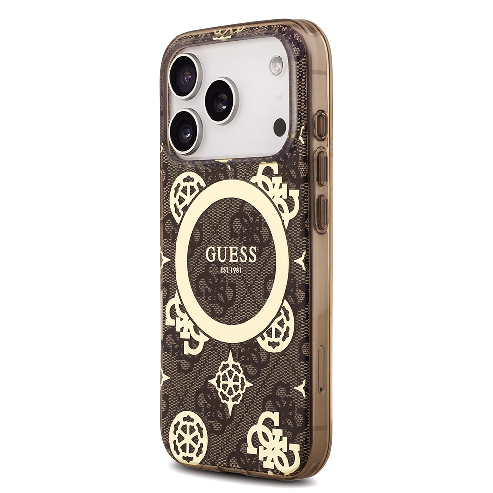 Apple iPhone 18 Pro Max Kılıf Guess Orjinal Lisanslı M-safe Şarj Özellikli IML Peony ve 4G Desenli Klasik Logolu Kapak - 1