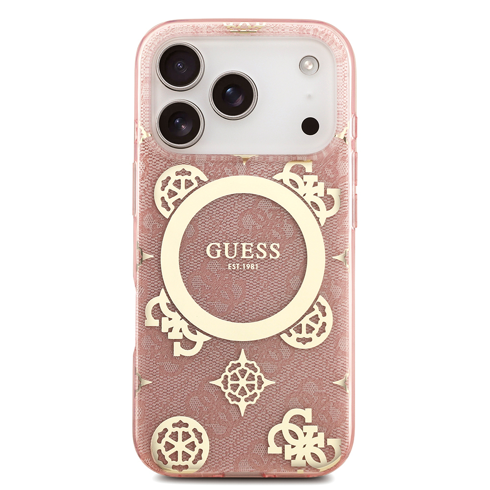 Apple iPhone 18 Pro Max Kılıf Guess Orjinal Lisanslı M-safe Şarj Özellikli IML Peony ve 4G Desenli Klasik Logolu Kapak - 2
